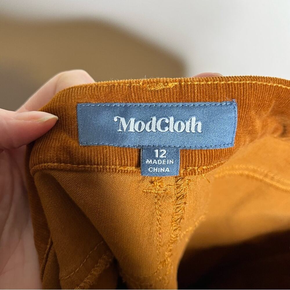 MODCLOTH Teaching Ease Skinny Corduroy Pants in "Glazed Ginger" Brown Size 12 - Picture 4 of 5